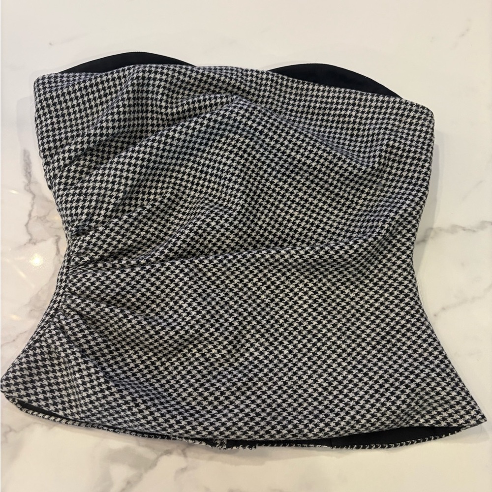 Reformation Black and White Textured Top